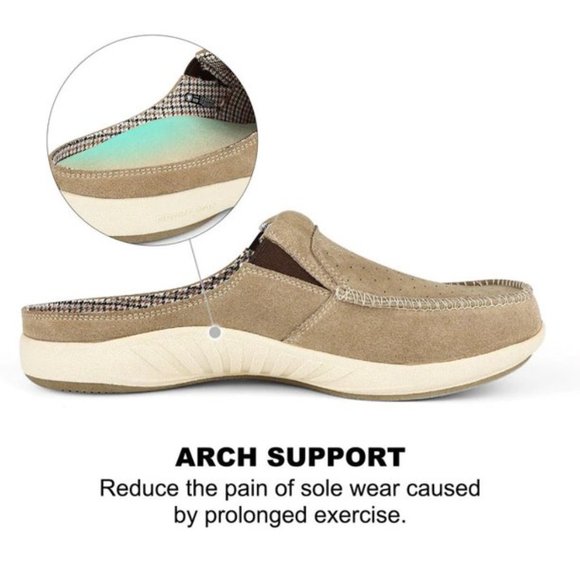 GeckoMan Men's Arch Support Slipper Loafers -Light Brown Suede - Picture 5 of 6